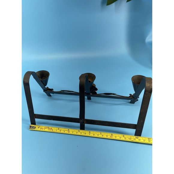 Antique Vintage Metal 3 Arm Candle Holder Floral Rustic Table main image 6